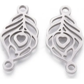 Přívěsek Přívěsek z nerezové oceli se dvěma očky-pírko 22x11x1,5 mm