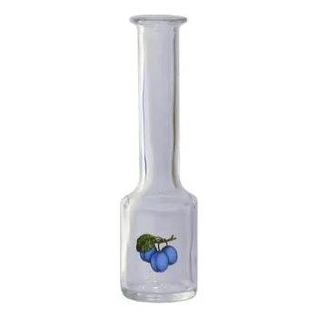 Sklenice Sklenička Komínek Strojový - 0.05 bezbarevná + obtisk 3 švestky s listem