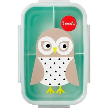 Svačinový box 3 Sprouts Krabička na svačinu Bento Owl 21,6 x 14,6 cm Mint