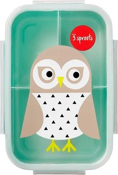 Svačinový box 3 Sprouts Krabička na svačinu Bento Owl 21,6 x 14,6 cm Mint