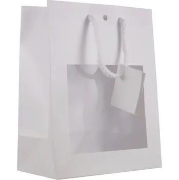 Dárková taška Taška papírová s okýnkem - 180x227x100 - bíla