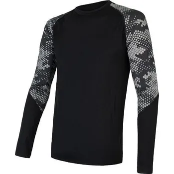 Pánské tričko Sensor Merino Impress - Pánské triko s dlouhým rukávem Black / Honeycomb XL