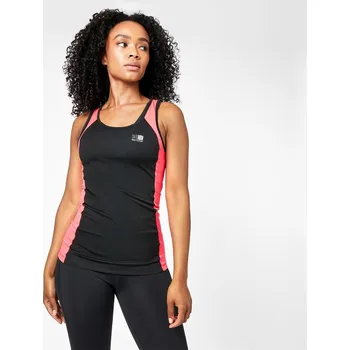 Dámské tričko dámské tričko, tílko s všitou podprsenkou KARRIMOR RUN - BLACK/PINK - L (Karrimor Longline Sports Vest)