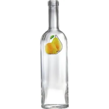 Láhev Láhev Chia - 0.50 bezbarevná + pryskyřicový obtisk dvě hrušky s lístkem žluté