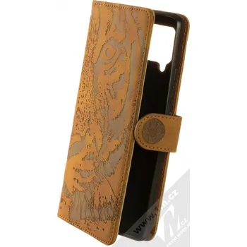 Pouzdro na mobilní telefon 1Mcz Velvety Burrow Tygr 1 Book flipové pouzdro pro Samsung Galaxy A42 5G hnědá (brown)