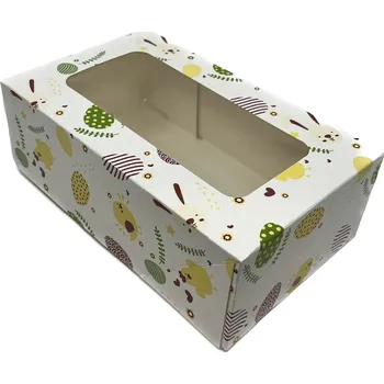 Krabička na výslužku Velikonoční krabička s průhledným okénkem 21x12,5x7 cm