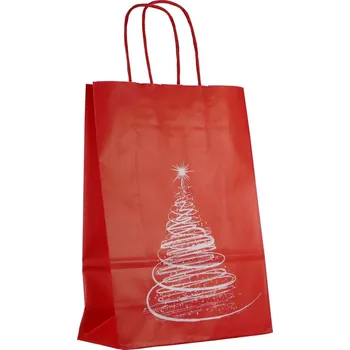Dárková taška Taška papírová se stromečkem - 180x250x80 - červená