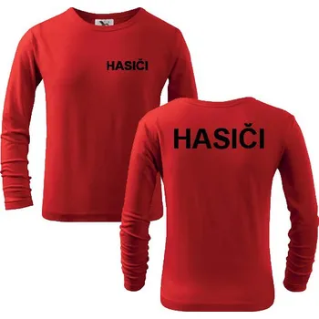Dětské triko s potiskem Hasiči dlouhý rukáv Barva: Černá, Velikost: 4 roky / 110 cm