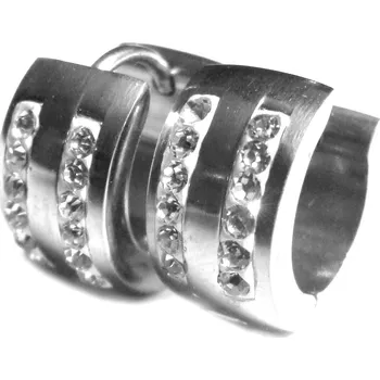 Náušnice Steel Jewelry Náušnice krystalkové kroužky z chirurgické oceli NS151203 dárkové balení zdarma