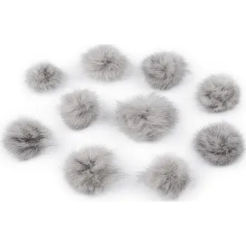Galanterie Aplikace kožešinová bambulka Ø3 cm, barva 6 šedá holubí