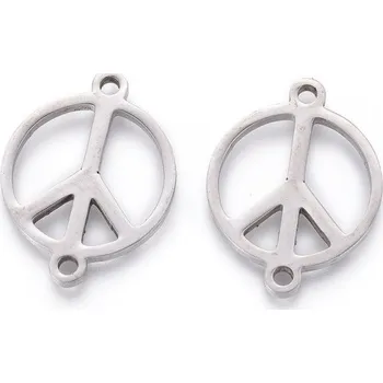 Přívěsek Přívěsek z nerezové oceli se dvěma očky- peace 21x16x1,5 mm