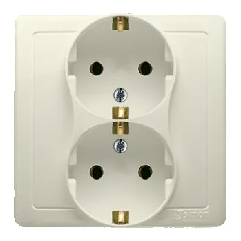 SIMON Basic BGSZ2/12 Dvojzásuvka typu Schuko 16 A, 250 V~, šroubové svorky, stříbro