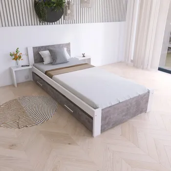 Postel Maxi Postel z masivu Iris 90x200 cm, Bílá/BETON