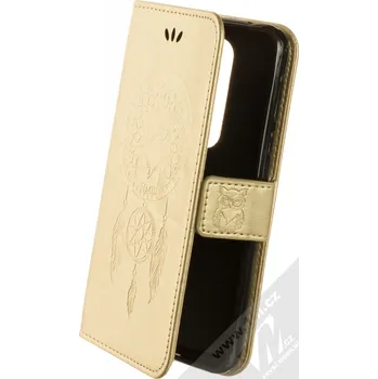Pouzdro na mobilní telefon 1Mcz GlypticaR Sova a lapač snů 1 Book flipové pouzdro pro Nokia 7.1 zlatá (gold)