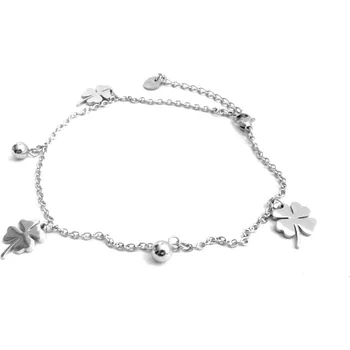 Náramek Steel Jewelry Náramek na nohu (kotník) čtyřlístky z chirurgické oceli NK151120 dárkové balení zdarma
