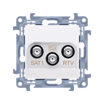 Elektrická zásuvka SIMON 10 CASK2F.01/11 Zásuvka RTV-SAT-SAT dvojitá satelitní, (strojek s krytem), 1x vstup: 5MHz - 2,