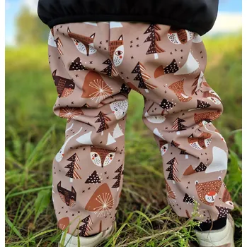 Dívčí kalhoty Yháček Zimní softshellové kalhoty Yháček, Lišky a medvědi caffé Velikost: 104