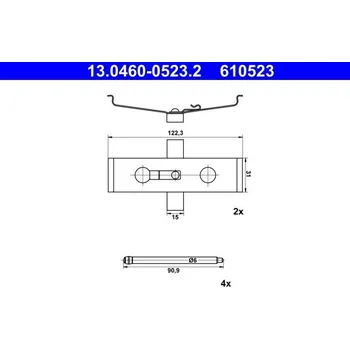 Přislušenství brzdového systému Sada příslušenství, obložení kotoučové brzdy ATE 13.0460-0523.2