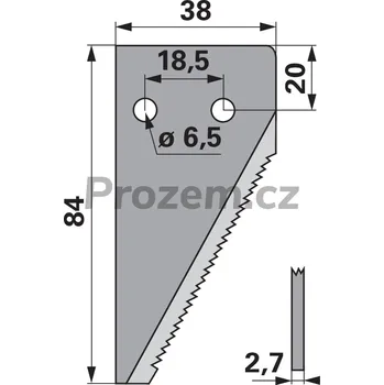 Stavební profil Koncová půlžabka horní ozubení pro Claas, 84/2,7/38 mm, 6112090