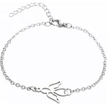 Náramek Ocelový náramek ve stříbrné barvě s přívěskem Anděl
