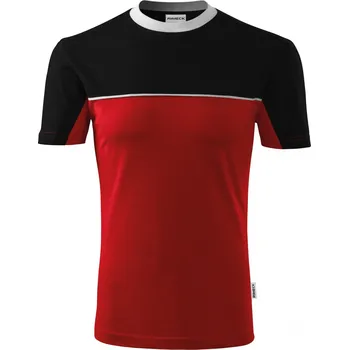 MALFINI Dvoubarevné bavlněné tričko se zpevňující páskou mez rameny Barva: Červená - černá, Velikost: S