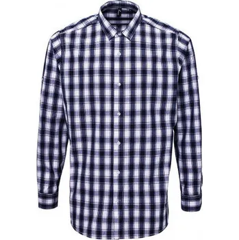 Pánská košile Premier Workwear Pánská kostkovaná košile Mulligan s dlouhým rukávem Barva: bílá - modrá námořní, Velikost: M PW250