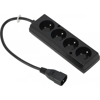 Prodlužovací kabel Prodlužovací kabel pro UPS 4 zásuvky (z C14 IEC320 na 4 CEE 7/5 FR, CZ zásuvky) max.10A, délka 30 cm, černý (Prodlužovací kabel pro UPS 4 zásuvky (z C14 IEC320 na 4 CEE 7/5 FR, CZ zásuvky) max.10A, délka 30 cm, černý)
