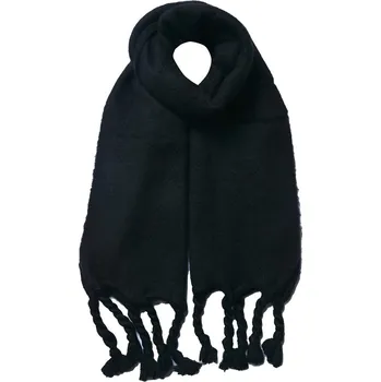 Šála Černá chlupatá tlustá dámská zimní šála se střapci - 40*200 cm
