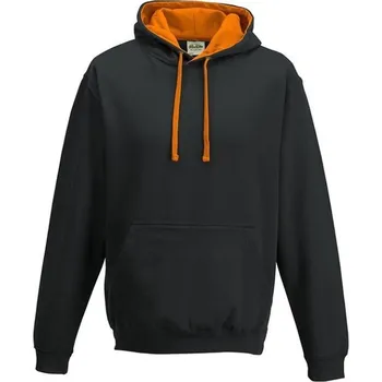 Pánská mikina Just Hoods Unisex týmová kontrastní klokánka s kapucí Barva: černá - oranžová, Velikost: XS JH003