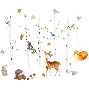 Samolepící dekorace Samolepky na zdi dětské Zvířátka, lesní školka