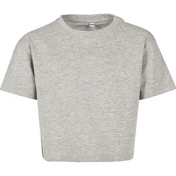 Dívčí tílko Build Your Brand Dívčí bavlněné crop top tričko do pasu Barva: šedá melír, Velikost: 122/128 BY114