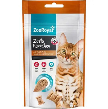 Pamlsek pro kočku Jemné kousky s krocaním masem značky ZooRoyal, zjemněné játrovou paštikou 3 × 40 g