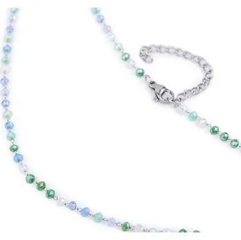 Náhrdelník Náhrdelník z nerezové oceli s broušenými korálky, barva zelenomodrá sv.