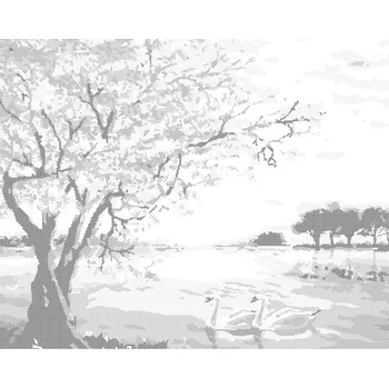 ZUTY Tečkování - LABUTĚ Rozměr: 40x50 cm, Rámování: vypnuté plátno na rám