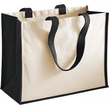 Kabelka Westford Mill Dárková taška Shopper s panely pro potisk z bavlny a juty 21 l Barva: Černá, Velikost: 42 x 33 x 19 cm WM422