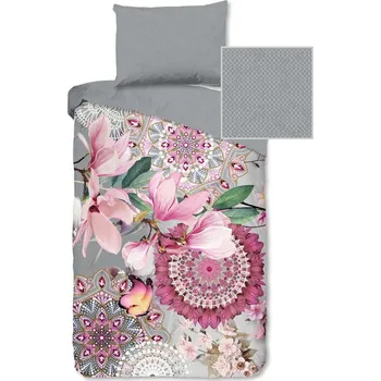 Povlečení Růžovo-šedé flanelové povlečení na jednolůžko 140x200 cm – HIP ID_1543038