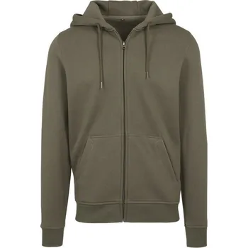Pánská mikina Heavy zipová mikina Build Your Brand s kapucí, dvěmi kapsami Barva: zelená olivová, Velikost: L BY012