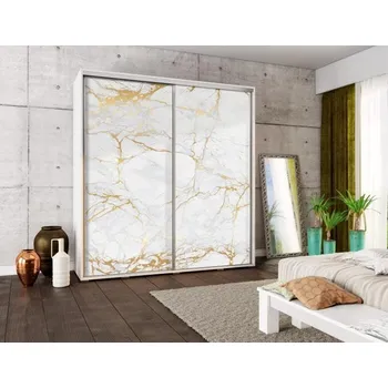 Šatní skříň Skříň PENELOPA 205 mramor, dekor korpusu dub sonoma