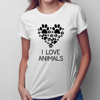 Žertovný předmět I love animals - dámské tričko s potiskem