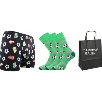 Lonka® Pánské ponožky LONKA Woodoo 3 páry + boxerky LONKA Kevin fotbal ponožky 43-46 + boxerky XL