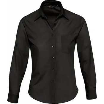 Dámská košile Dámská popelínová košile Sol's s dlouhým rukávem a kapsičkou Barva: Černá, Velikost: XS L621