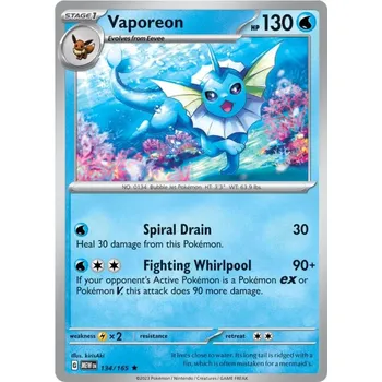 Karetní hra Vaporeon 134/165 - Scarlet & Violet 151 Typ karty: Holo