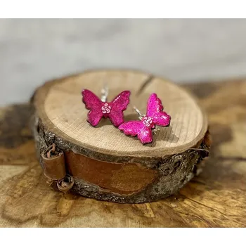 Náušnice Náušnice visací růžoví motýlci - Circus mind 0000833