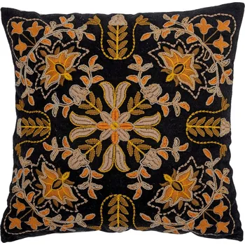 Polštář Černo-oranžový bavlněný polštář Bloomingville Colmar 45 x 45 cm