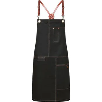 Kuchyňská zástěra Karlowsky Zástěra keprového vzhledu s překříženými popruhy a kapsami 68 x 80 cm Barva: Černá, Velikost: 68 x 80 cm KY116