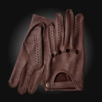Rukavice Elegantní pánské kožené rukavice na řízení z amerického jelena Barva: Bordó, Velikost: 9,5