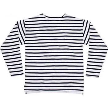 Pánské tričko Mantis Měkké proužkované triko s dlouhým rukávem z organické bavlny Barva: bílá - modrá námořní, Velikost: XL P136