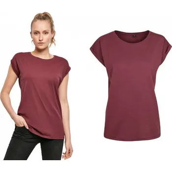 Build Your Brand Prodloužené splývavé tričko s ohrnutými rukávy Barva: třešňová, Velikost: 3XL BY021