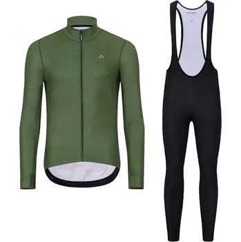 cyklistický dres HOLOKOLO Cyklistický dlouhý dres a kalhoty - PHANTOM WINTER - černá/zelená