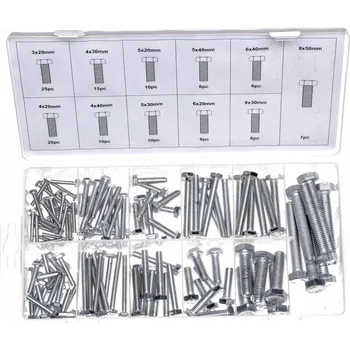 Spojovací materiál Šestihranné šrouby se závitem k hlavě 125 ks 31891